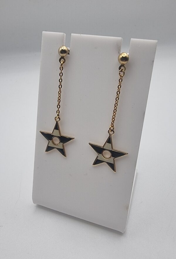 Vintage striped star chain earrings 1
