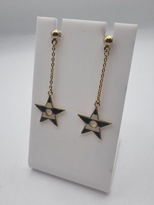 Vintage striped star chain earrings