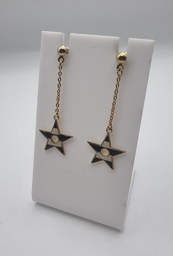 Vintage striped star chain earrings