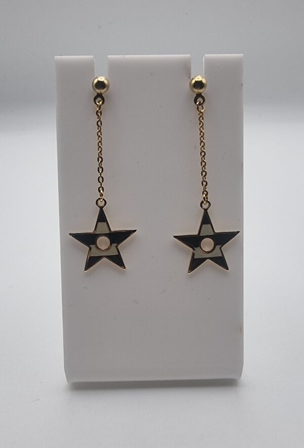 Vintage striped star chain earrings 2