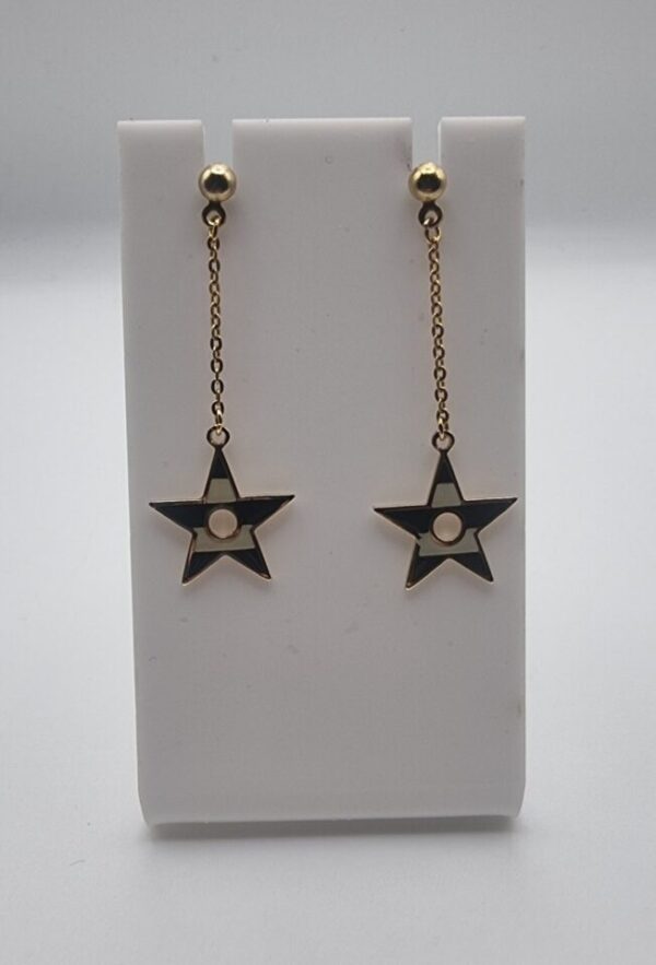 Vintage striped star chain earrings - Image 2