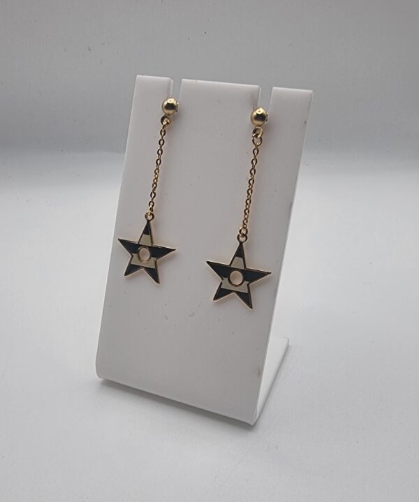 Vintage striped star chain earrings 3
