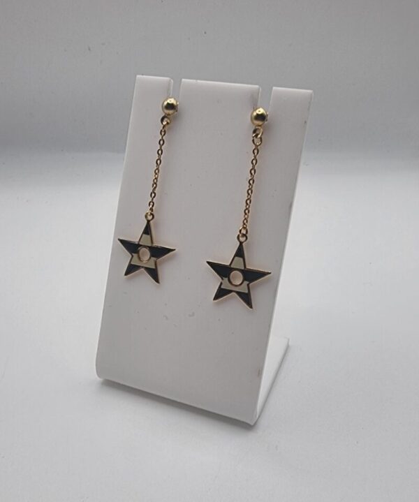 Vintage striped star chain earrings - Image 3