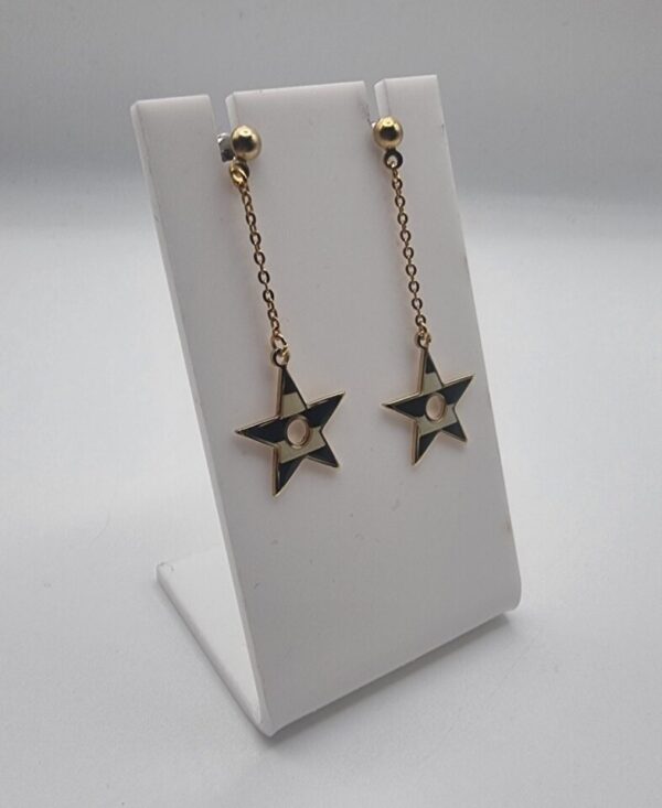 Vintage striped star chain earrings - Image 5