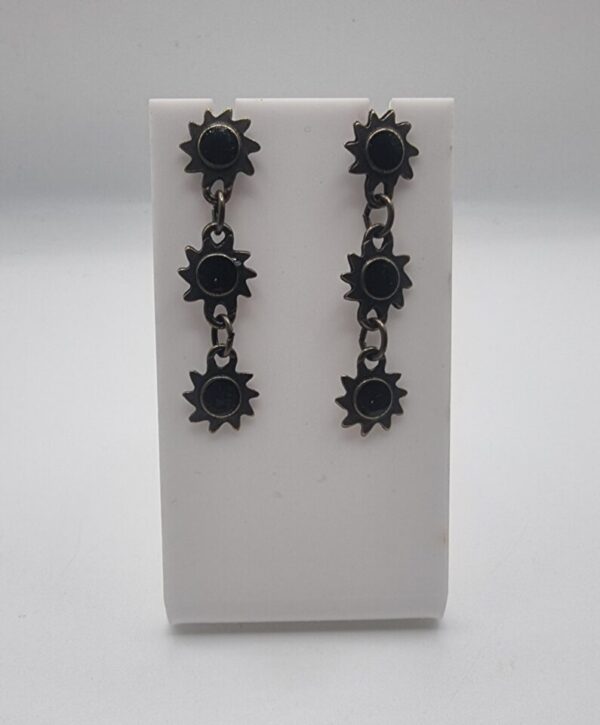 Vintage black Enamel sun earrings - Image 4