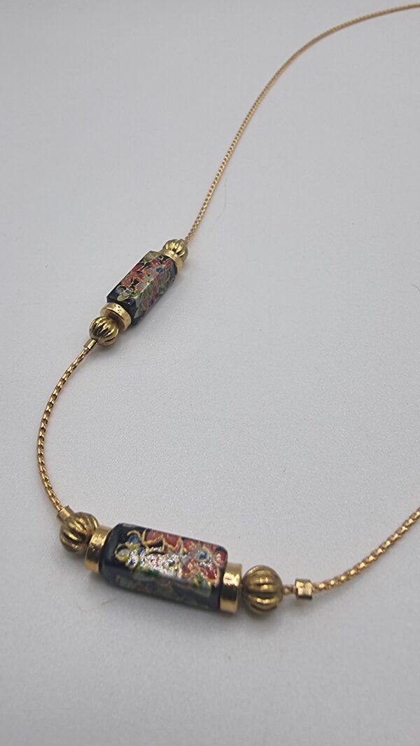 Vintage gold floral beaded choker necklace 5