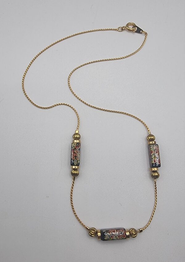 Vintage gold floral beaded choker necklace 3