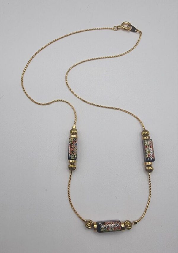 Vintage gold floral beaded choker necklace - Image 3