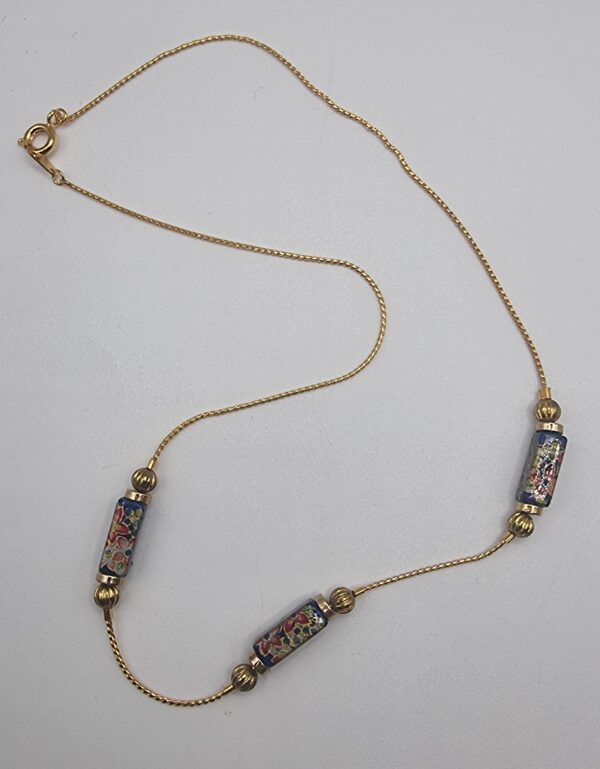 Vintage gold floral beaded choker necklace 2
