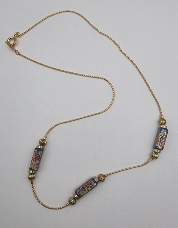 Vintage gold floral beaded choker necklace - Image 2