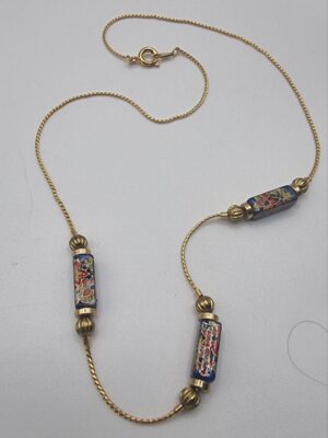 Vintage gold floral beaded choker necklace