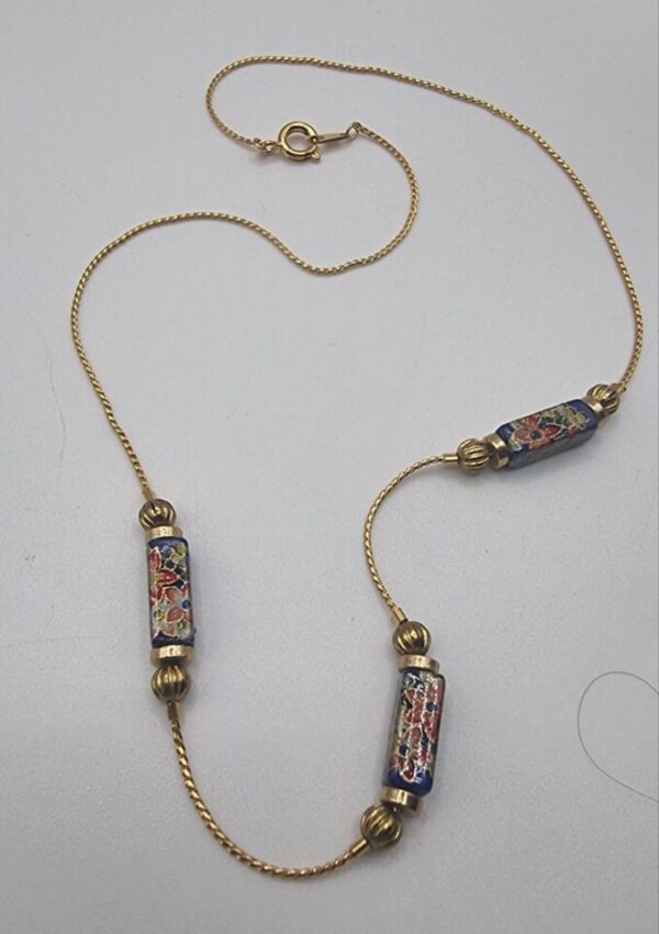 Vintage gold floral beaded choker necklace