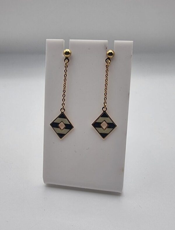 Vintage striped diamond chain earrings - Image 3