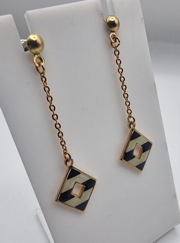 Vintage striped diamond chain earrings