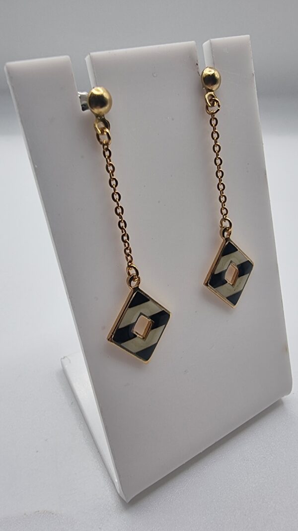Vintage striped diamond chain earrings 5