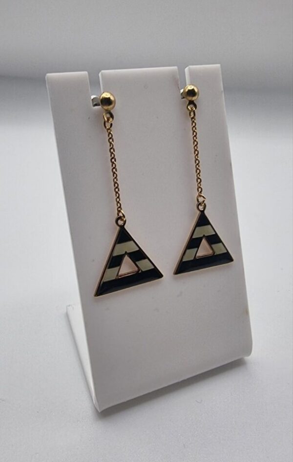 Vintage striped triangle chain earrings - Image 4