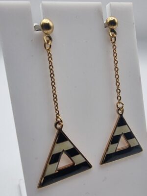 Vintage striped triangle chain earrings