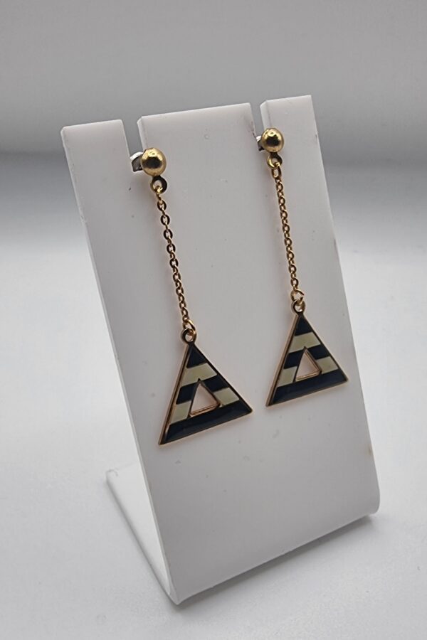 Vintage striped triangle chain earrings 3