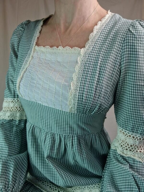 1970s Gunne Sax gingham prairie dress UK 10 - Image 3