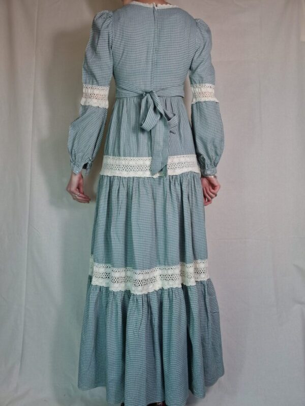 1970s Gunne Sax gingham prairie dress UK 10 - Image 4