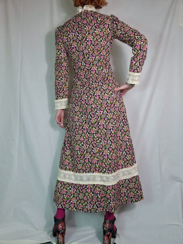 1970s Prairie style handmade floral maxi dress UK 10 3