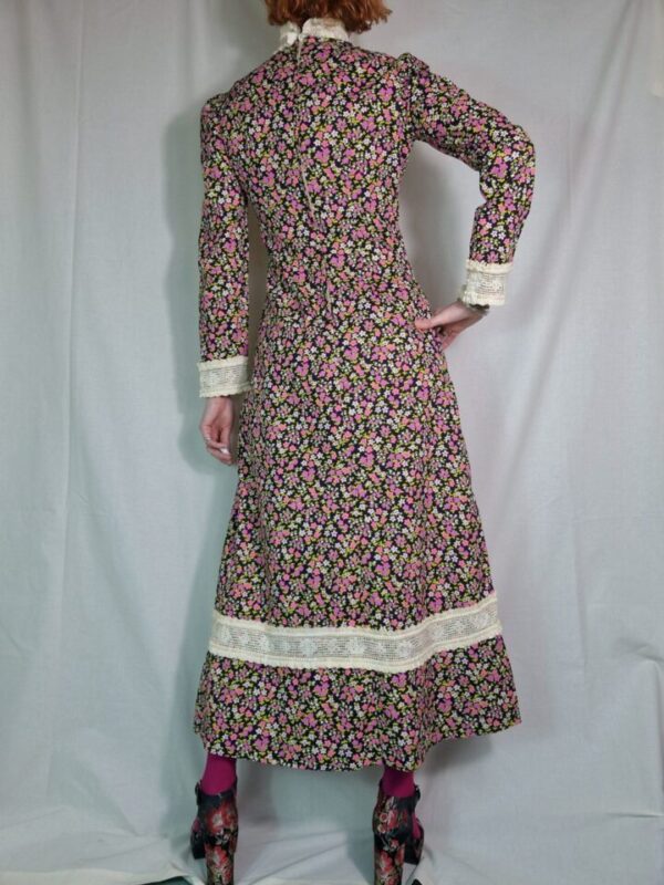 1970s Prairie style handmade floral maxi dress UK 10 - Image 3