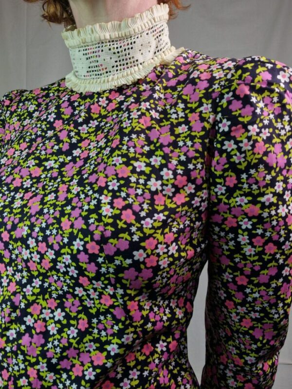 1970s Prairie style handmade floral maxi dress UK 10 - Image 2