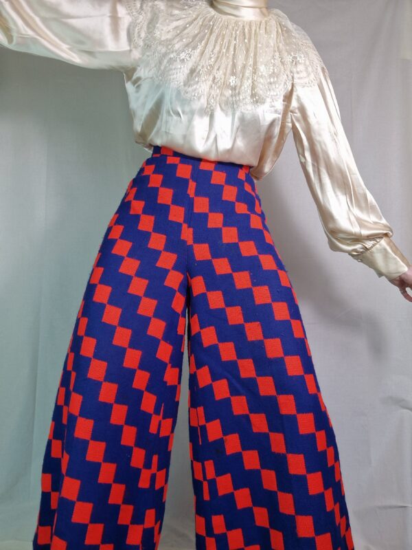 1980s Checkerboard wide leg palazzo trousers UK8-10 1