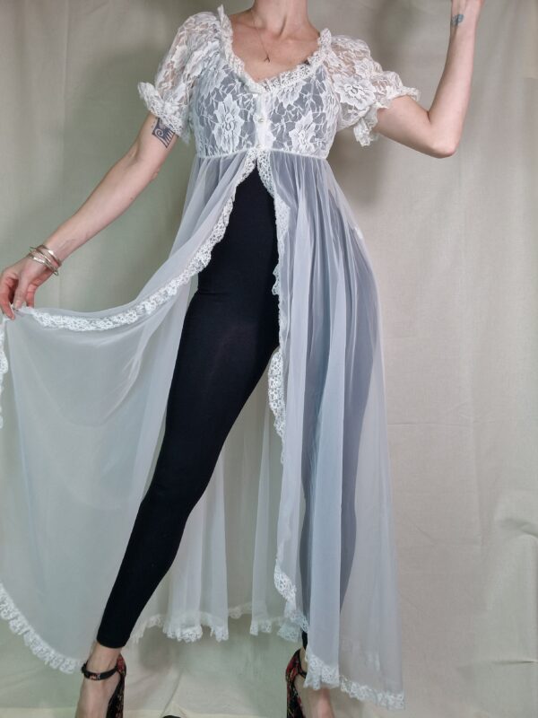 1980s Sheer lace peignoir dress UK 10-14 4
