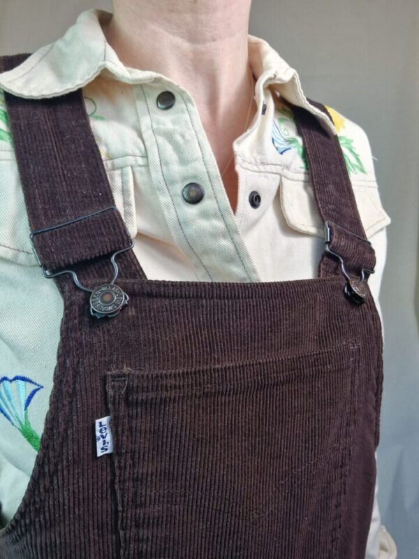 1970s Quilted levis brown cord ski dungarees size 10 - Image 2