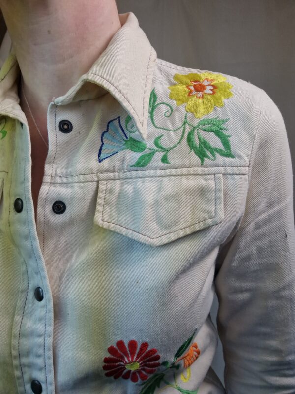 1970s Hand embroidered western shirt UK 8 2