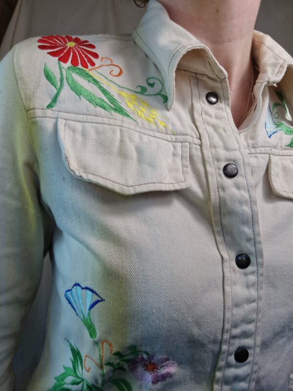 1970s Hand embroidered western shirt UK 8 1