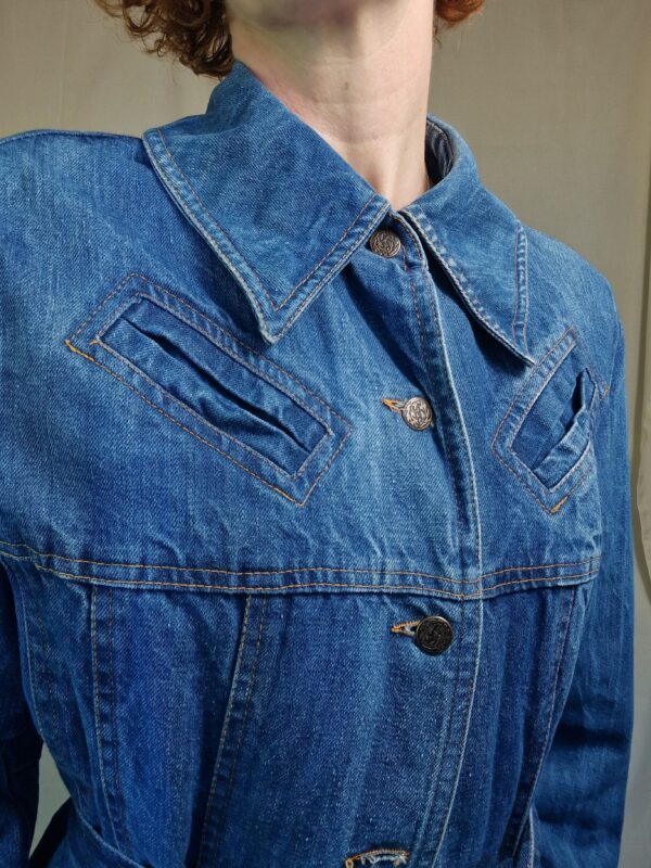 1970s Embroidered belted denim jacket UK 12-14 3