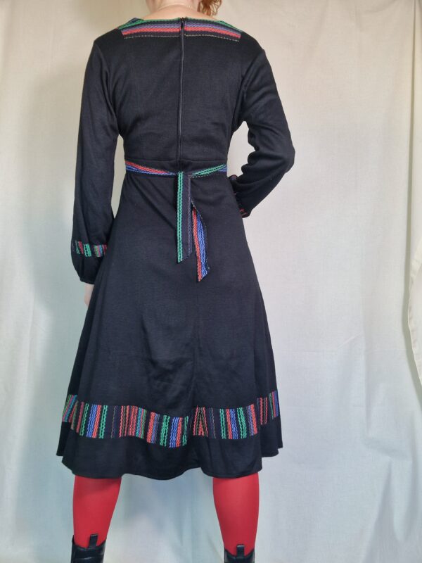 1970s Black Afghan style dress UK 10-12 3