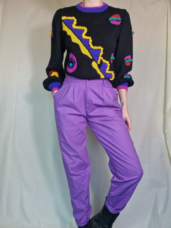 1980s Purple high waisted trousers UK 8-10 1