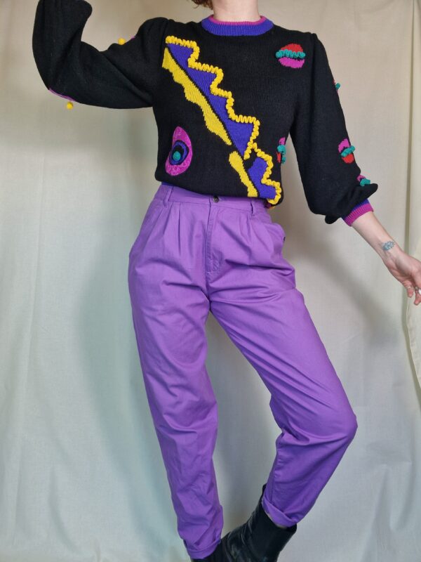 1980s Purple high waisted trousers UK 8-10 2