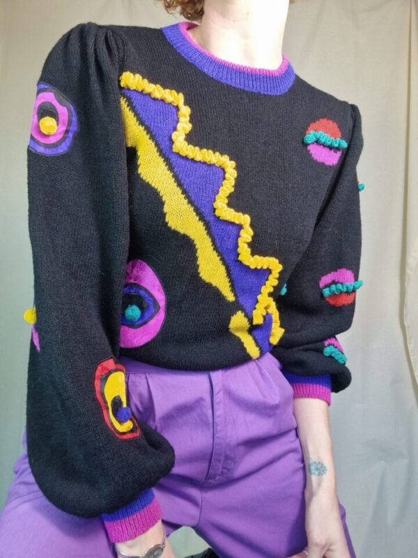 1980s ruffle detail jumper UK 10-12