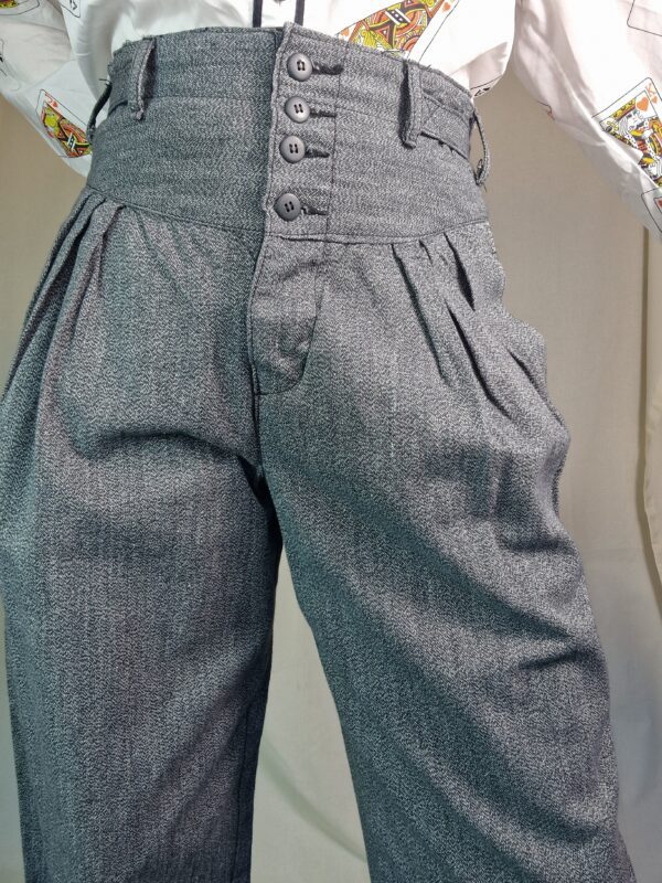 High Waisted Button Front Grey Trousers UK 10-12 2