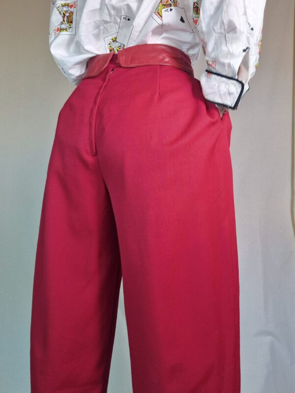 1980s Red leather folded waist trousers UK 10 4
