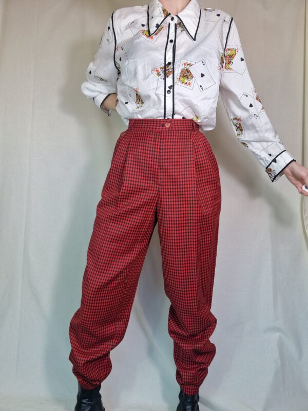 1980s Black and red checked trousers UK 12 2