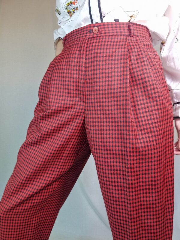 1980s Black and red checked trousers UK 12 4