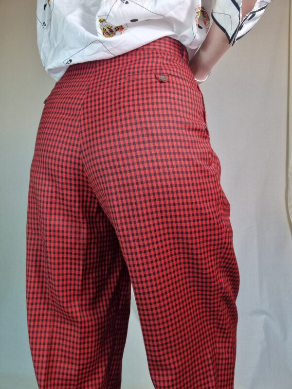 1980s Black and red checked trousers UK 12 3