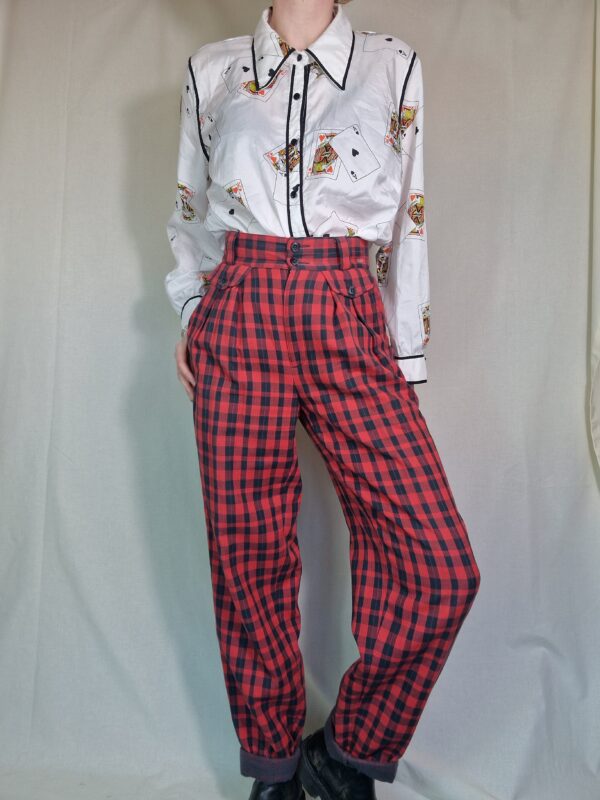1980s Black and red checked trousers UK 10 (Tall) 1