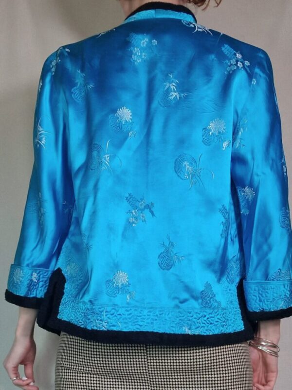 Electric blue satin chinese style jacket UK 10-12 - Image 3