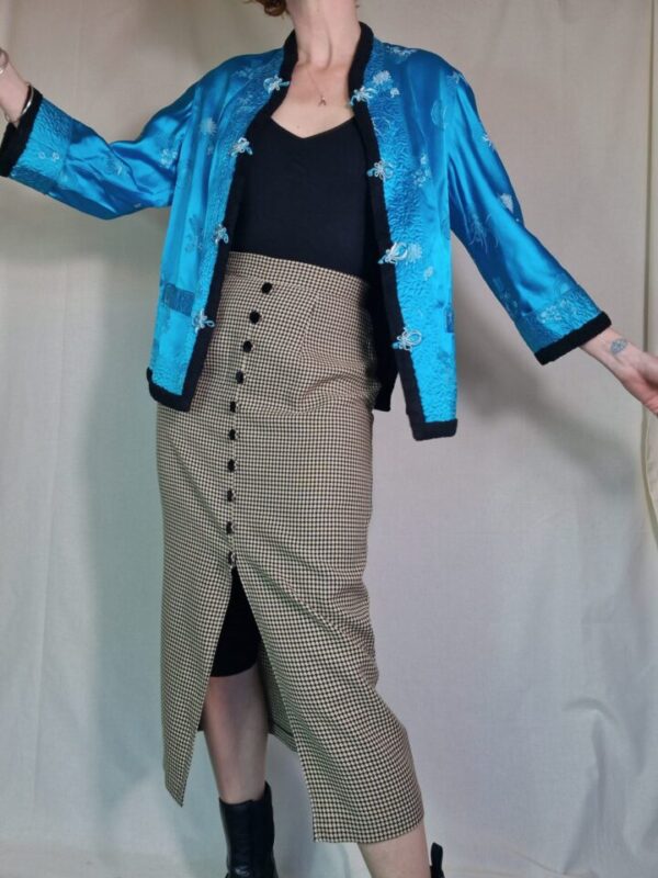 Electric blue satin chinese style jacket UK 10-12 - Image 2