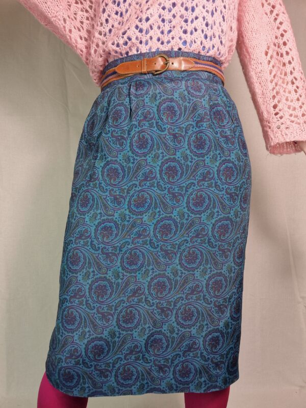 Blue Paisley Midi Skirt Size 10 2