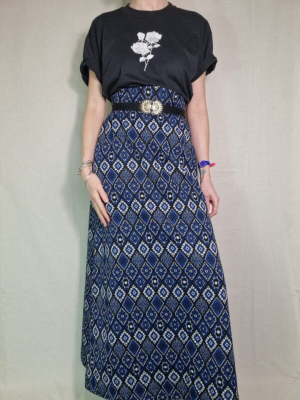 70s Blue Maxi Skirt Size 12-14 - Image 2