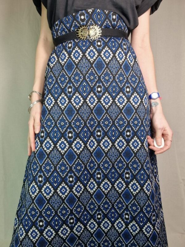 70s Blue Maxi Skirt Size 12-14 - Image 4
