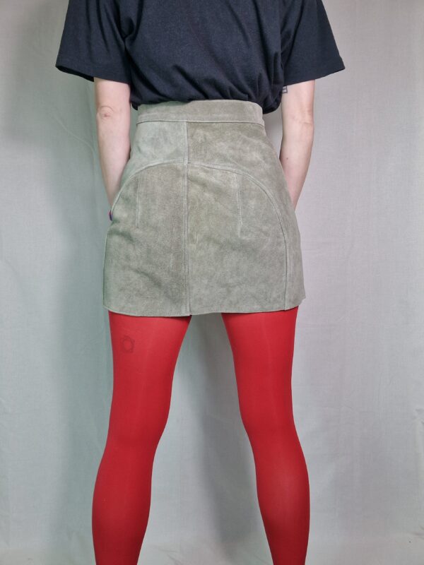 Agate Grey Popper Suede Mini Skirt Size 8 1