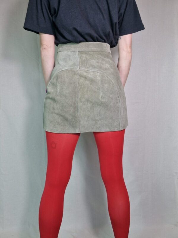 Agate Grey Popper Suede Mini Skirt Size 8